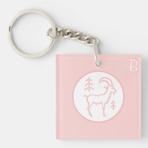 Pink Monogrammed Keychains _ Zodiac _ Capricorn