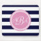 Pink Monogrammed Navy Blue Stripe Personalized