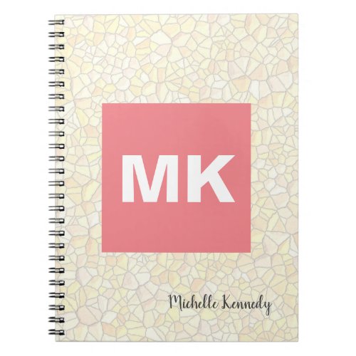 Pink Monogrammed Professional Modern Mosaic Notebook