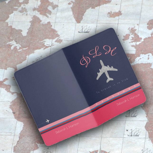 pink monogrammed travel passport cover for her (Creator Uploaded)