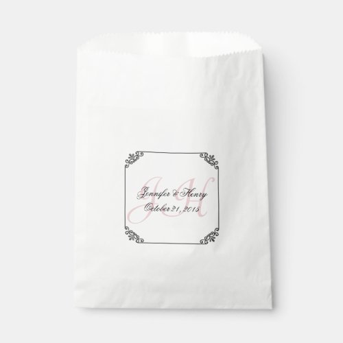 Pink Monogrammed Wedding Favor Bag