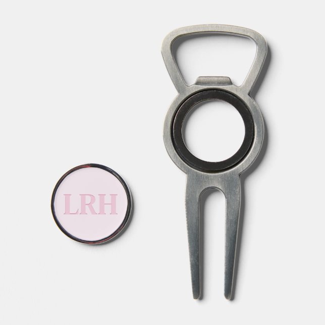 Pink Monogrammed Women’s Golf Divot Tool & Opener (Front (Open))