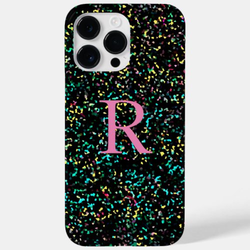 Pink Monograms Glitter Patterns Colorful Custom Case_Mate iPhone 14 Pro Max Case