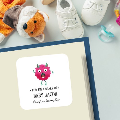 Pink Monster Baby Toddler Personalized Bookplate