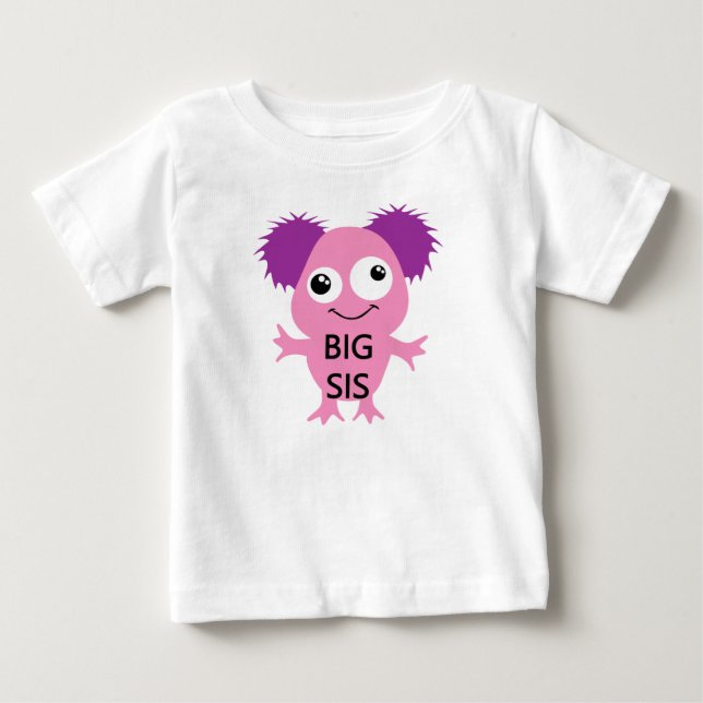Pink Monster Big Sister Baby T-Shirt (Front)