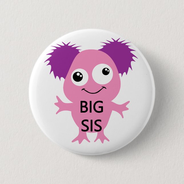 Pink Monster Big Sister Button (Front)