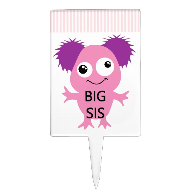Pink Monster Big Sister Cake Topper (Front)