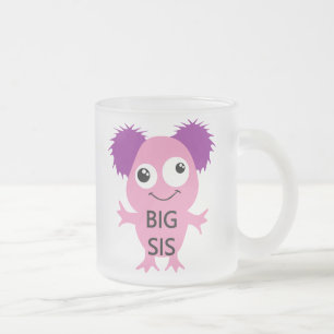 Pink Monster Big Sister Frosted Glass Coffee Mug