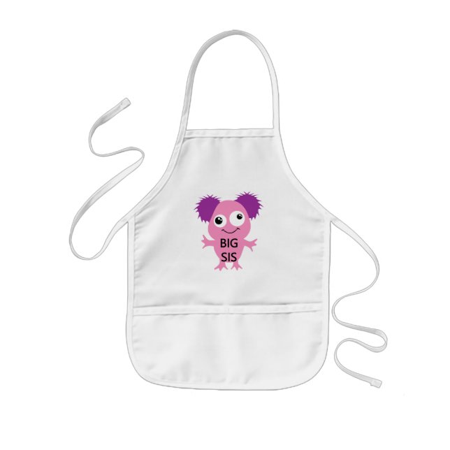 Pink Monster Big Sister Kids' Apron (Front)