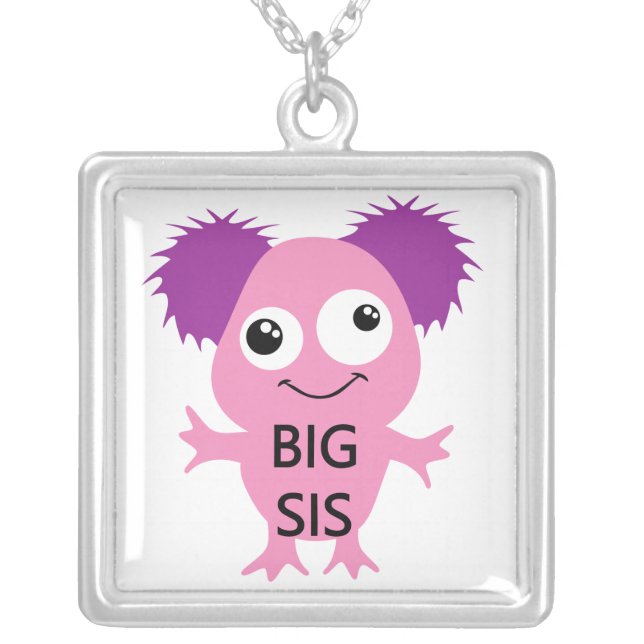 Pink Monster Big Sister Silver Plated Necklace (Front)