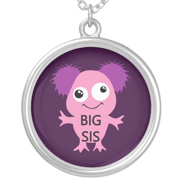 Pink Monster Big Sister Silver Plated Necklace (Front)