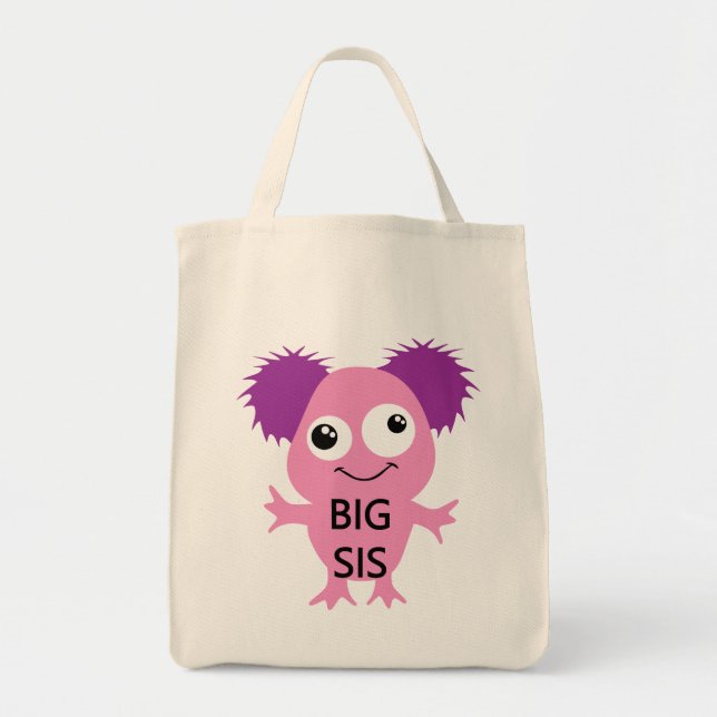 Pink Monster Big Sister Tote Bag (Front)