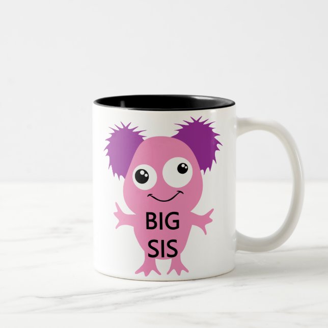 Pink Monster Big Sister Two-Tone Coffee Mug (Right)