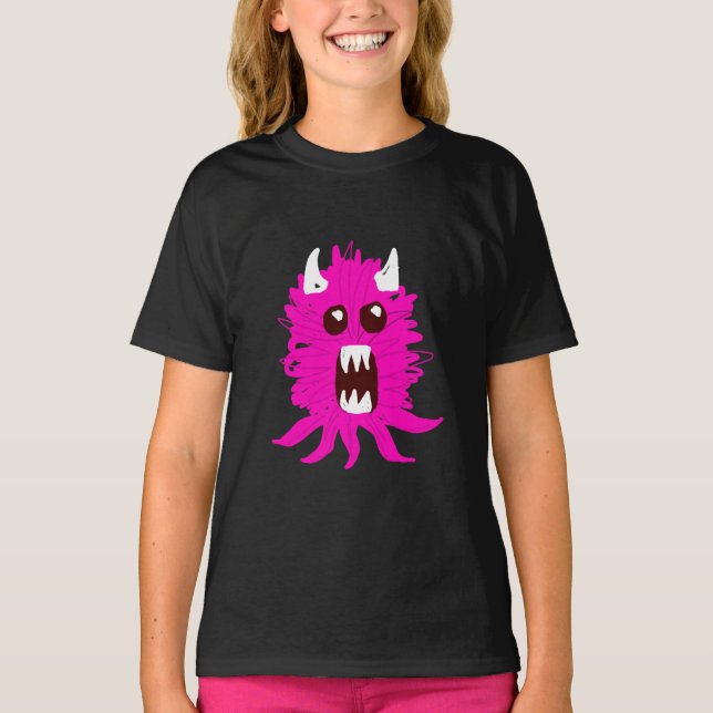 Pink Monster Girl's T-Shirt (Front)