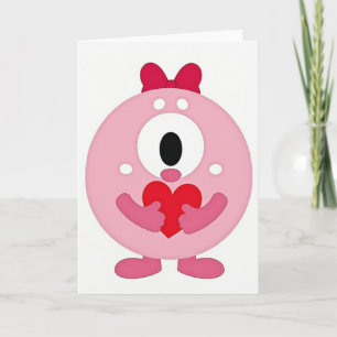 Pink Monster Love Heart Card