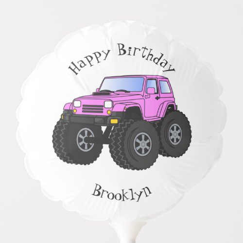 Pink monster truck cartoon illustration balloon