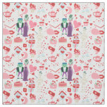 pink monster valentines bride frankenstein mummy fabric