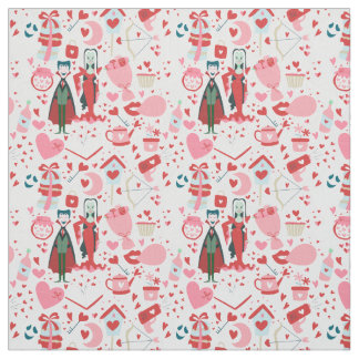 pink monster valentines vampire ghost fabric