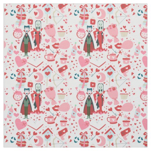 pink monster valentines vampire ghost fabric