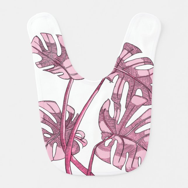 Pink Monstera Baby bib (Front)