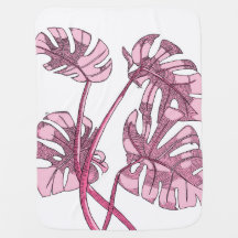 Pink Monstera Baby blanket