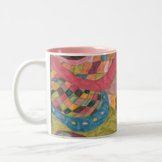 "Pink Mood" Abstract Art Two-Tone Coffee Mug