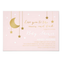 Pink Moon and Back Baby Shower Invitation