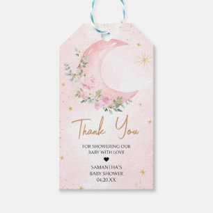 Pink Moon and Stars Baby Shower Favor Tags