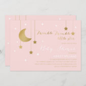 Pink Moon and Stars Baby Shower Invitation (Front/Back)