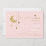 Pink Moon And Stars Baby Shower Invitation at Zazzle