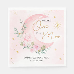 Pink Moon and Stars Baby Shower Napkins