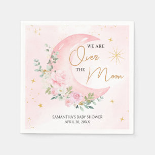 Pink Moon and Stars Baby Shower Napkins