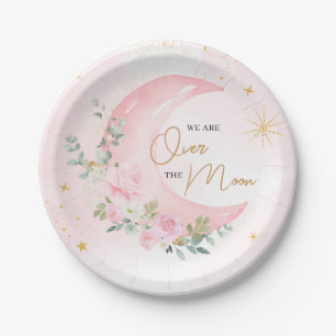 Pink Moon and Stars Baby Shower  Paper Plates