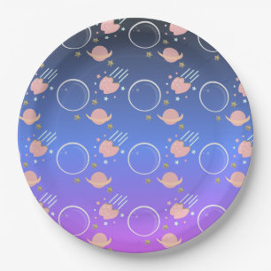 Pink Moon Asteroid Sun Galaxy Birthday Paper Plates