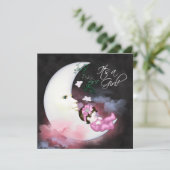 Pink Moon Baby Girl Shower Invitaions Invitation (Standing Front)