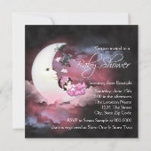Pink Moon Baby Girl Shower Invitaions Invitation (Back)