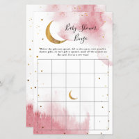 Pink Moon Baby Shower Bingo Game