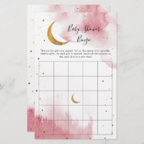 Pink Moon Baby Shower Bingo Game