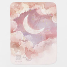Pink Moon & Cloud Baby Blanket – Music QR Code