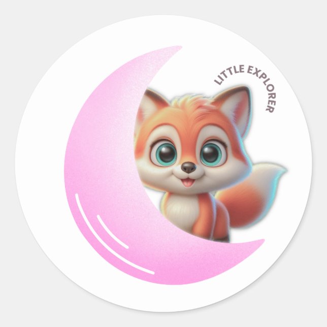 Pink Moon Fox Sticker (Front)