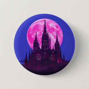 Pink Moon Gothic Cathedral Button