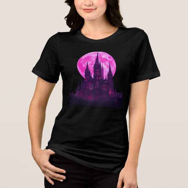 Pink Moon Gothic Cathedral  Tri-Blend Shirt (Front)