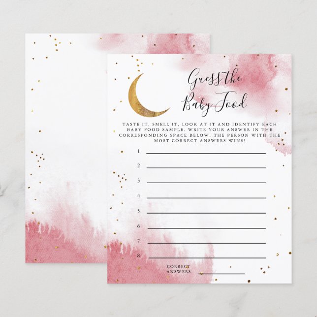Pink Moon Guess The Baby Food Shower Game (Front/Back)