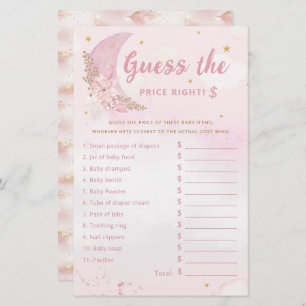 Pink Moon Guess The Price Right Baby Shower Game