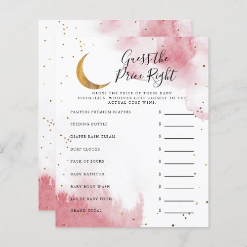 Pink Moon Guess The Price Right Baby Shower Game