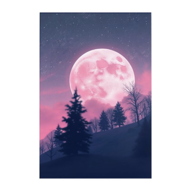 Pink moon landscape acrylic print (Front)