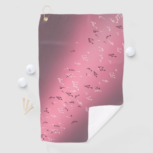Pink Moon Musical Notes Golf Towel