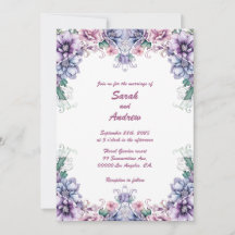 Pink Moon on Flower with back: Wedding Invitation