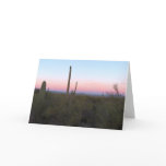 Pink Moon over Saguaro at Sunrise Card