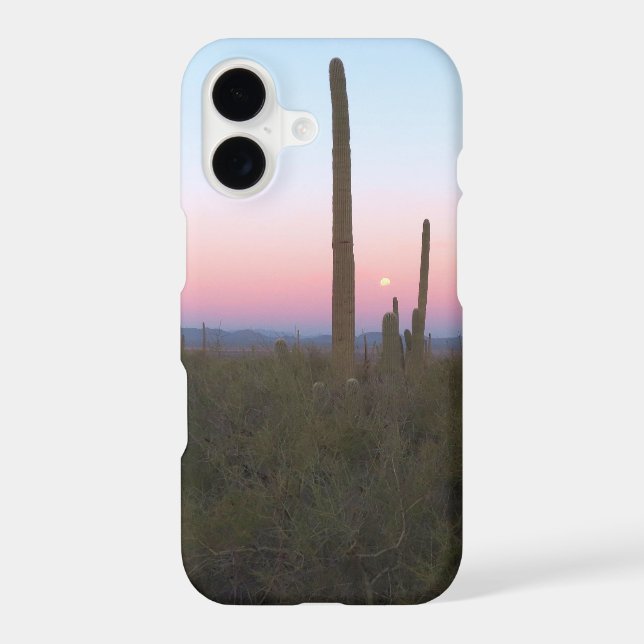 Pink Moon over Saguaro at Sunrise Case-Mate iPhone Case (Back)